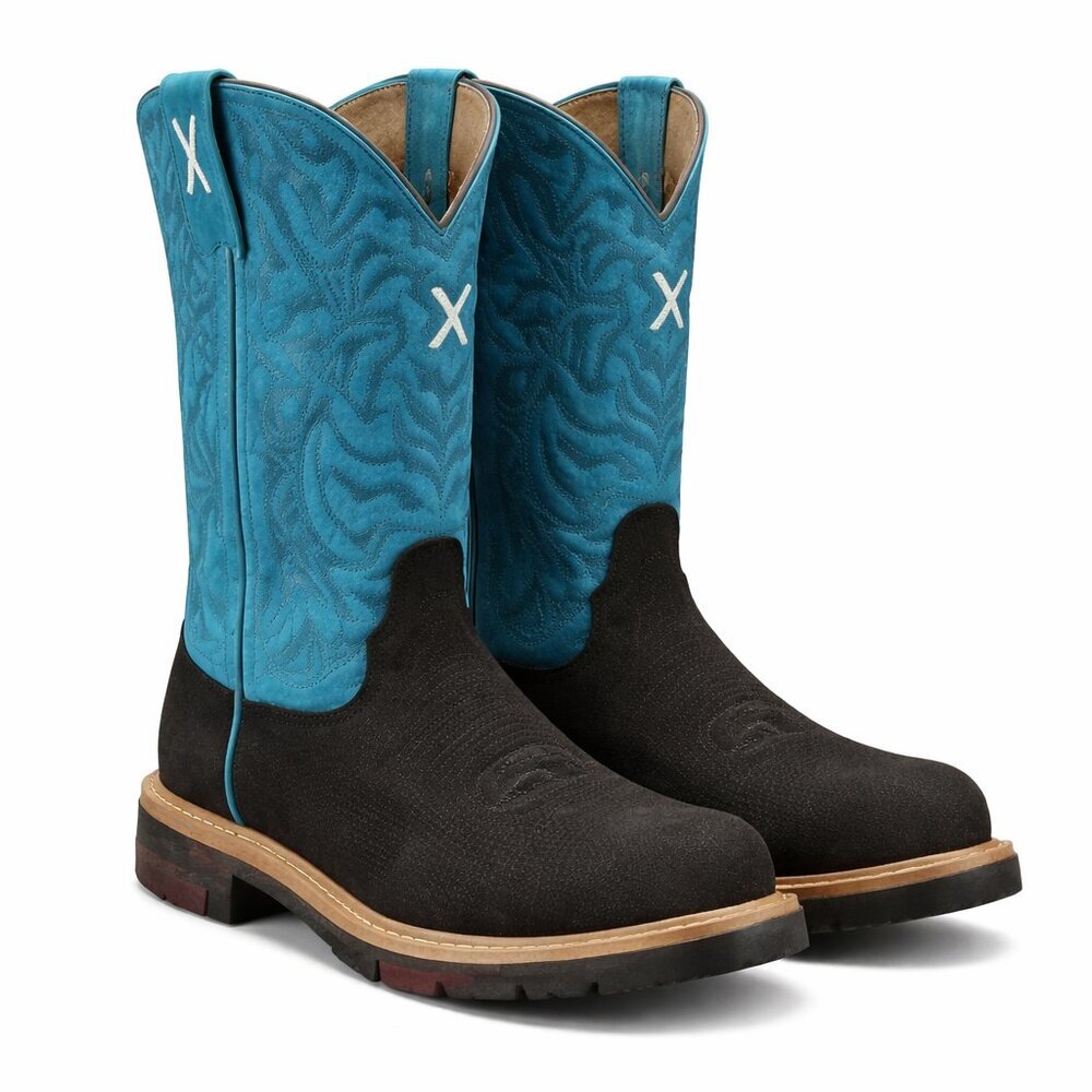 Twisted X Charcoal Suede Turquoise Alloy Safety Toe Working Boot Size 8.5 - Picture 3 of 13